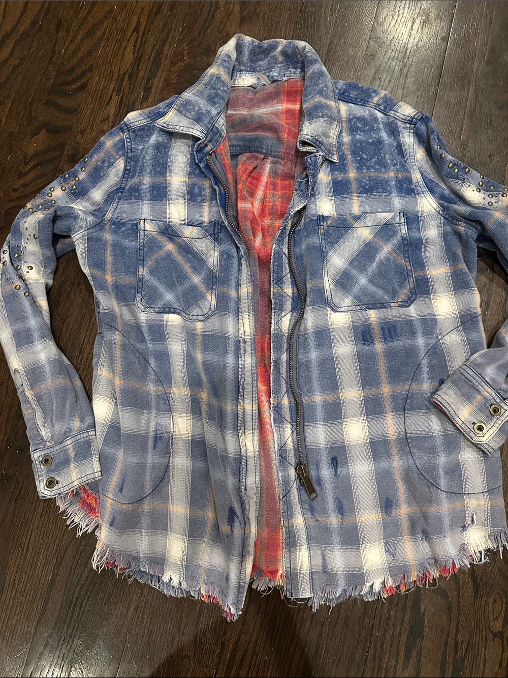FREE PEOPLE FLANNEL STUDDED SHACKET - Picture 2 of 3